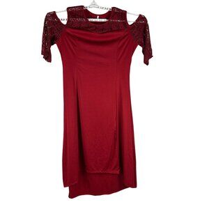 Cold Shoulder Red Lace Accent Dress 2XL